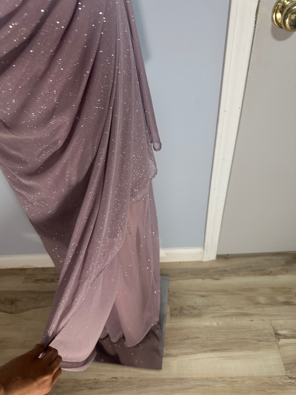 Alex Evenings Mauve Glitter Sheer Overlay Maxi Dress - Picture 4 of 12